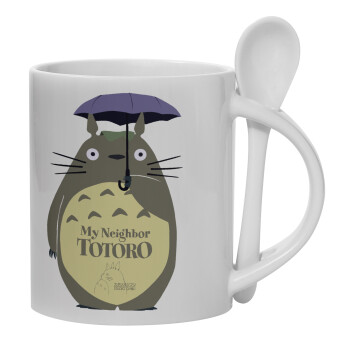Totoro from My Neighbor Totoro, Ceramic coffee mug with Spoon, 330ml (1pcs)