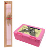 Easter Set, children's snack container PINK & scented flat Easter candle (30cm) (PINK)