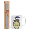 Easter Set, Ceramic Cup (330ml) & Easter aromatic flat candle (30cm) (GRAY)