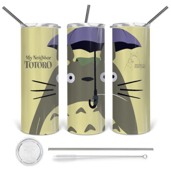 Totoro from My Neighbor Totoro, 360 Eco friendly stainless steel tumbler 600ml, with metal straw & cleaning brush