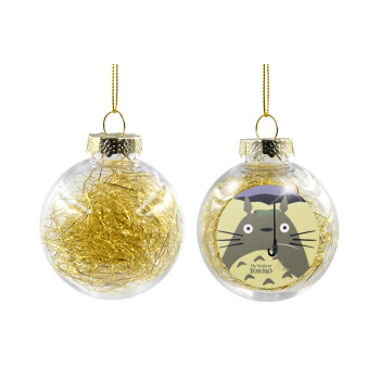 Totoro from My Neighbor Totoro, Χριστουγεννιάτικη μπάλα δένδρου διάφανη με χρυσό γέμισμα 8cm