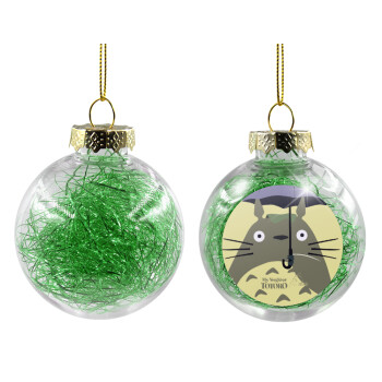 Totoro from My Neighbor Totoro, Χριστουγεννιάτικη μπάλα δένδρου διάφανη με πράσινο γέμισμα 8cm