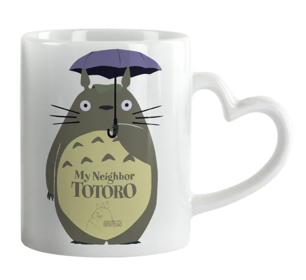Totoro from My Neighbor Totoro — Κούπα καρδιά χερούλι λευκή, κεραμική, 330ml