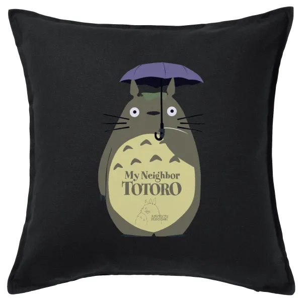 Totoro from My Neighbor Totoro — Μαξιλάρι καναπέ Μαύρο 100% βαμβάκι, περιέχεται το γέμισμα (50x50cm)