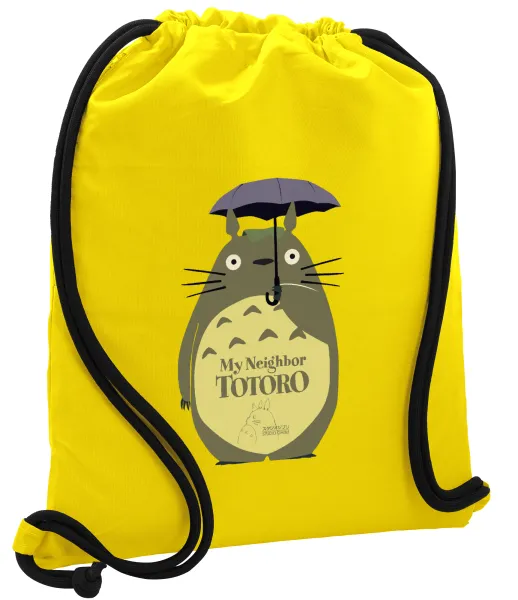Totoro from My Neighbor Totoro — Τσάντα πλάτης πουγκί GYMBAG Κίτρινη, με τσέπη (40x48cm) & χονδρά κορδόνια