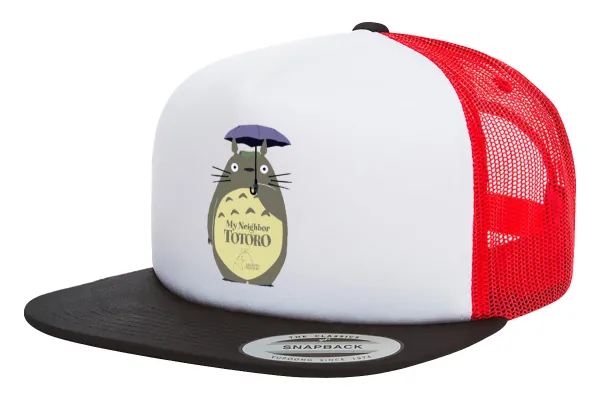 Totoro from My Neighbor Totoro — Καπέλο Ενηλίκων Foam Flat Snapback με Δίχτυ Μαύρο-Λευκό-Κόκκινο (POLYESTER, ΕΝΗΛΙΚΩΝ, UNISEX, ONE SIZE)
