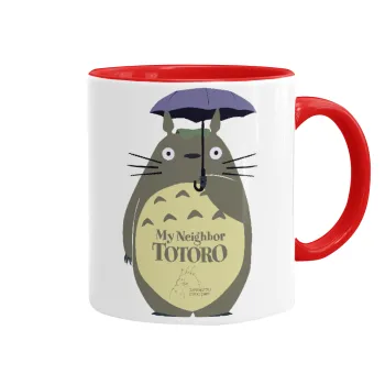 Totoro from My Neighbor Totoro, Κούπα χρωματιστή κόκκινη, κεραμική, 330ml