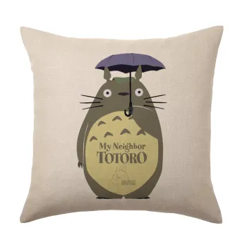 Totoro from My Neighbor Totoro, Μαξιλάρι καναπέ ΛΙΝΟ 40x40cm περιέχεται το  γέμισμα