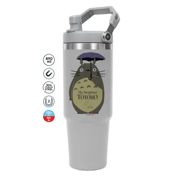 Totoro from My Neighbor Totoro, ΓΚΡΙ χρώματος Θερμός Ανοξείδωτο 890ml (30oz) με χερούλι