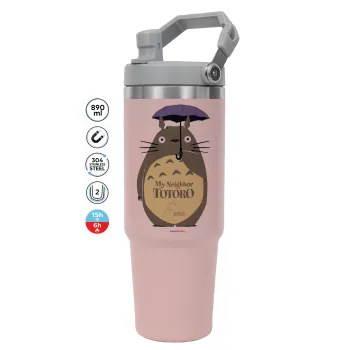 Totoro from My Neighbor Totoro, Pink color, 890ml (30oz) stainless Steel Tumbler with Handle