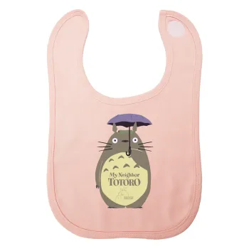 Totoro from My Neighbor Totoro, Σαλιάρα με Σκρατς ΡΟΖ 100% Organic Cotton (0-18 months)