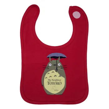 Totoro from My Neighbor Totoro, Σαλιάρα με Σκρατς Κόκκινη 100% Organic Cotton (0-18 months)