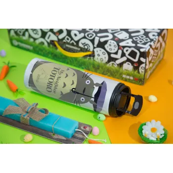 Totoro from My Neighbor Totoro, Πασχαλινή Λαμπάδα με Travel Tumbler θερμό με διπλό καπάκι (600ml, BPA free) & κερί αρωματικό πλακέ (30cm) (ΤΙΡΚΟΥΑΖ)