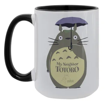 Totoro from My Neighbor Totoro, Κούπα Mega 15oz, κεραμική Μαύρη, 450ml