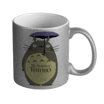 Totoro from My Neighbor Totoro, Κούπα Ασημένια Glitter που γυαλίζει, κεραμική, 330ml