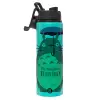 Metallic water bottle with safety lid, 850ml aluminum