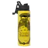 Metallic water bottle with safety lid, 850ml aluminum