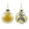 Transparent Christmas tree ball ornament with gold filling 8cm