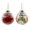 Transparent Christmas tree ball ornament with red filling 8cm