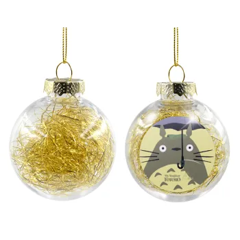 Totoro from My Neighbor Totoro, Transparent Christmas tree ball ornament with gold filling 8cm