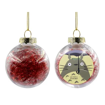 Totoro from My Neighbor Totoro, Transparent Christmas tree ball ornament with red filling 8cm