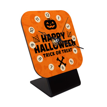 Happy Halloween pumpkin, Επιτραπέζιο ρολόι σε φυσικό ξύλο (10cm)