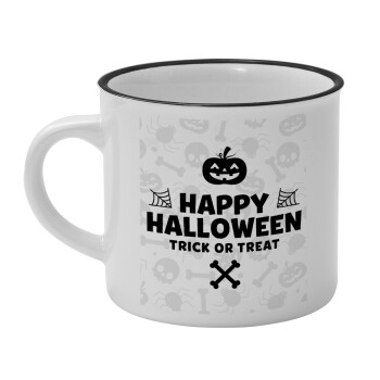Happy Halloween pumpkin, Κούπα κεραμική vintage Λευκή/Μαύρη 230ml