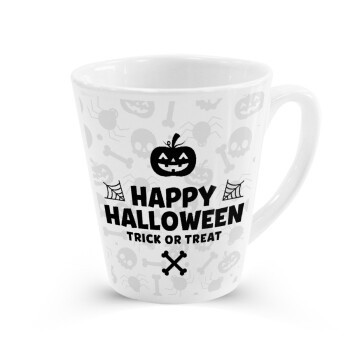Happy Halloween pumpkin, Κούπα κωνική Latte Λευκή, κεραμική, 300ml