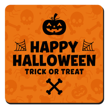 Happy Halloween pumpkin, Τετράγωνο μαγνητάκι ξύλινο 9x9cm