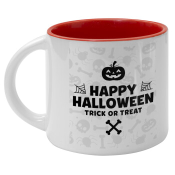 Happy Halloween pumpkin, Κούπα κεραμική 400ml Λευκή/Κόκκινη