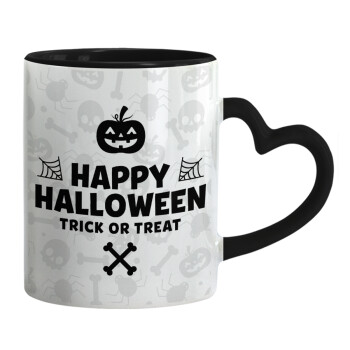 Happy Halloween pumpkin, Mug heart black handle, ceramic, 330ml