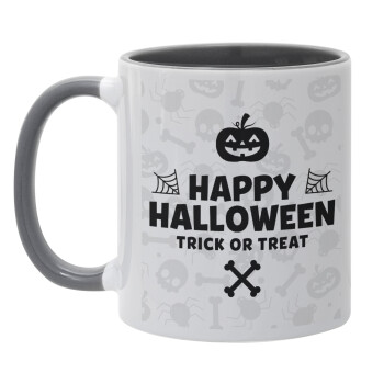 Happy Halloween pumpkin, Mug colored grey, ceramic, 330ml
