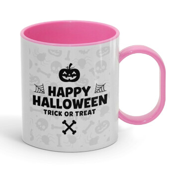 Happy Halloween pumpkin, Κούπα (πλαστική) (BPA-FREE) Polymer Ροζ για παιδιά, 330ml