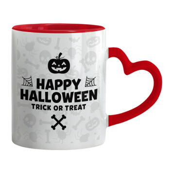 Happy Halloween pumpkin, Mug heart red handle, ceramic, 330ml