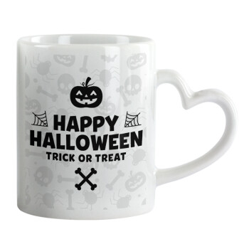 Happy Halloween pumpkin, Mug heart handle, ceramic, 330ml