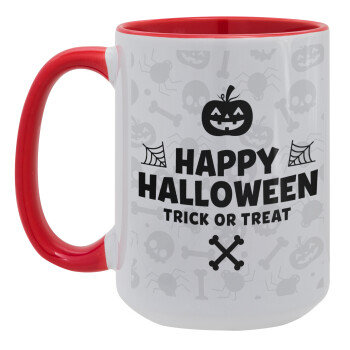 Happy Halloween pumpkin, Κούπα Mega 15oz, κεραμική Κόκκινη, 450ml