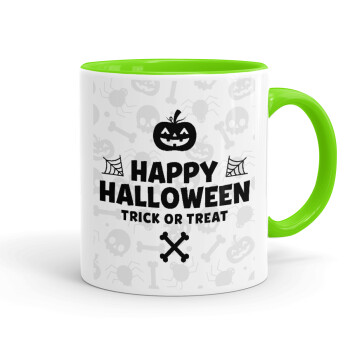 Happy Halloween pumpkin, Mug colored light green, ceramic, 330ml