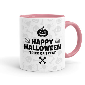 Happy Halloween pumpkin, Mug colored pink, ceramic, 330ml