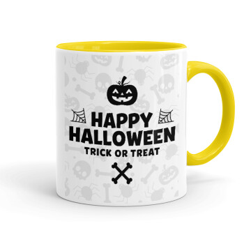 Happy Halloween pumpkin, Mug colored yellow, ceramic, 330ml