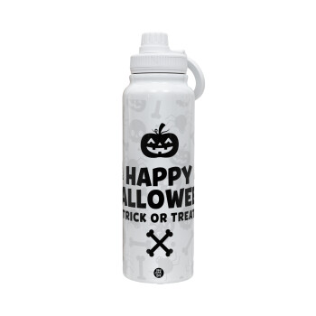 Happy Halloween pumpkin, Θερμός 1L Ανοξείδωτο με Βάση Κινητού & Διπλά Τοιχώματα