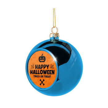 Happy Halloween pumpkin, Χριστουγεννιάτικη μπάλα δένδρου Μπλε 8cm
