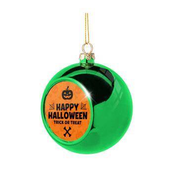 Happy Halloween pumpkin, Χριστουγεννιάτικη μπάλα δένδρου Πράσινη 8cm