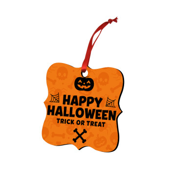 Happy Halloween pumpkin, Στολίδι Χριστουγεννιάτικο στολίδι polygon ξύλινο 7.5cm