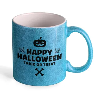 Happy Halloween pumpkin, Κούπα Σιέλ Glitter που γυαλίζει, κεραμική, 330ml