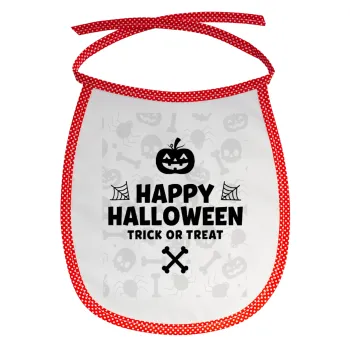 Happy Halloween pumpkin, Σαλιάρα μωρού αλέκιαστη με κορδόνι Κόκκινη