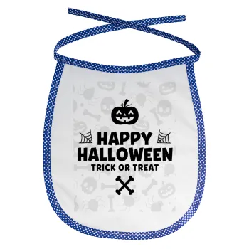 Happy Halloween pumpkin, Σαλιάρα μωρού αλέκιαστη με κορδόνι Μπλε