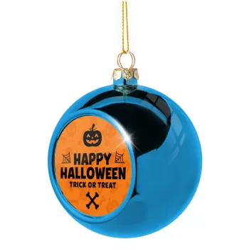 Happy Halloween pumpkin, Blue Christmas tree ball ornament 8cm