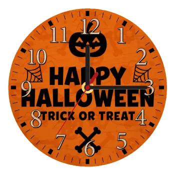 Happy Halloween pumpkin, Ρολόι τοίχου ξύλινο plywood (20cm)