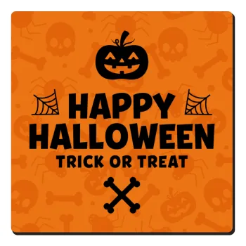 Happy Halloween pumpkin, Τετράγωνο μαγνητάκι ξύλινο 6x6cm