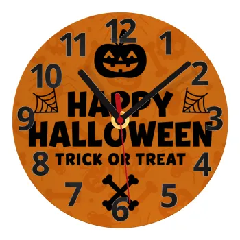 Happy Halloween pumpkin, Ρολόι τοίχου γυάλινο (20cm)